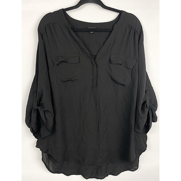Torrid Harper Georgette Pullover 3/4 Sleeve Tunic Blouse Sheer Black - Size 2X‎ - Picture 3 of 10